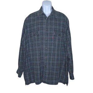Levi's Dry Goods Flannel Shirt or Jacket Size L Black Gray White Plaid